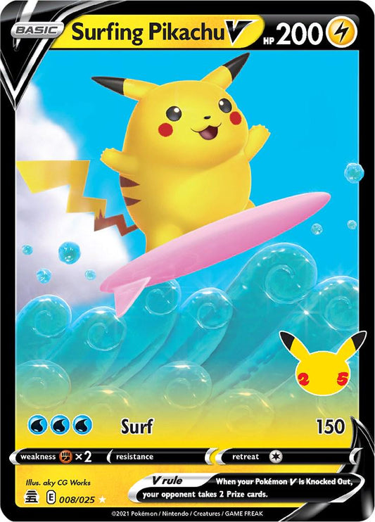 Surfing Pikachu V – 008/025 - Pikachu Celebrations